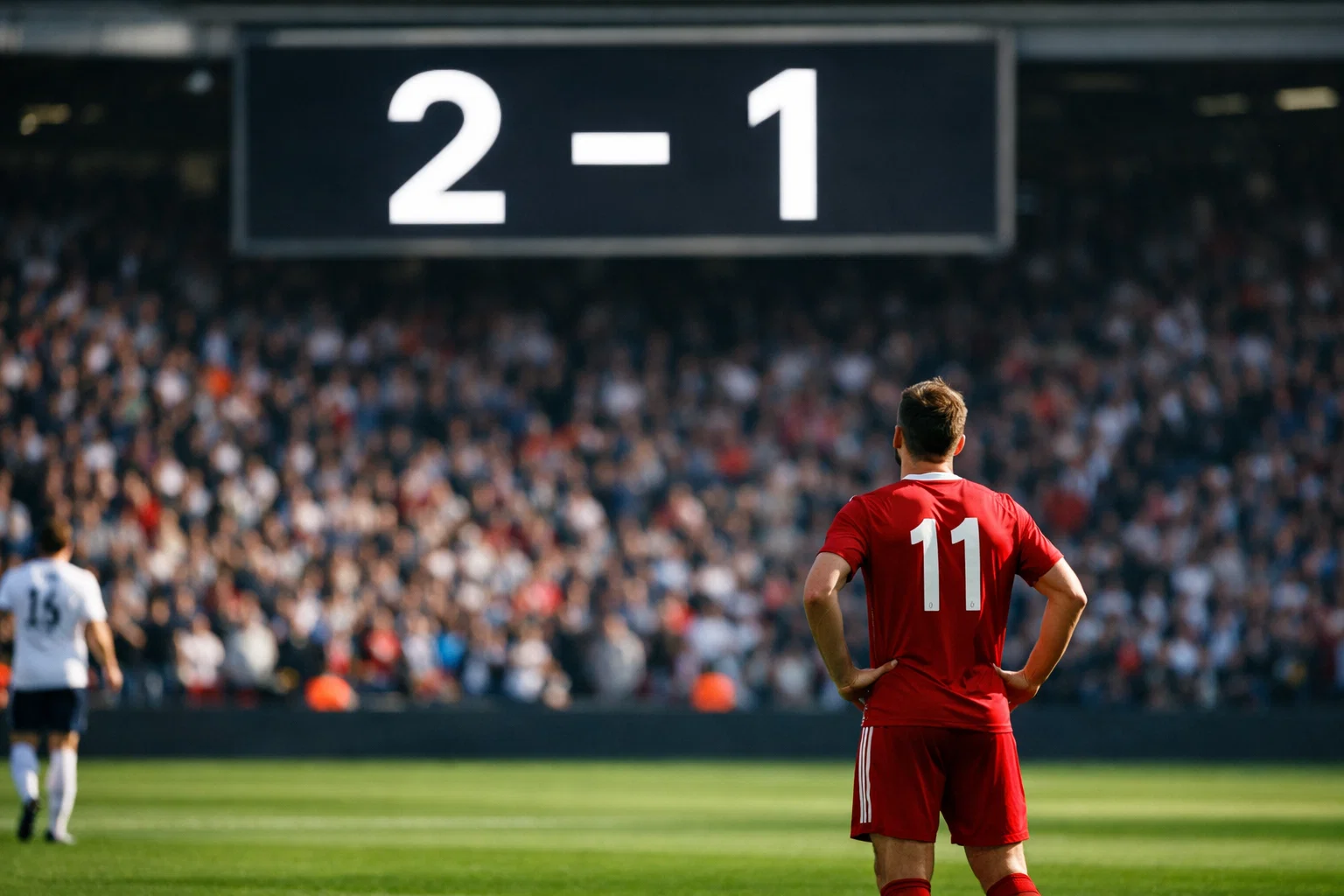 Voetbalwedstrijd met scorebord toont exacte uitslag bij correcte score weddenschap