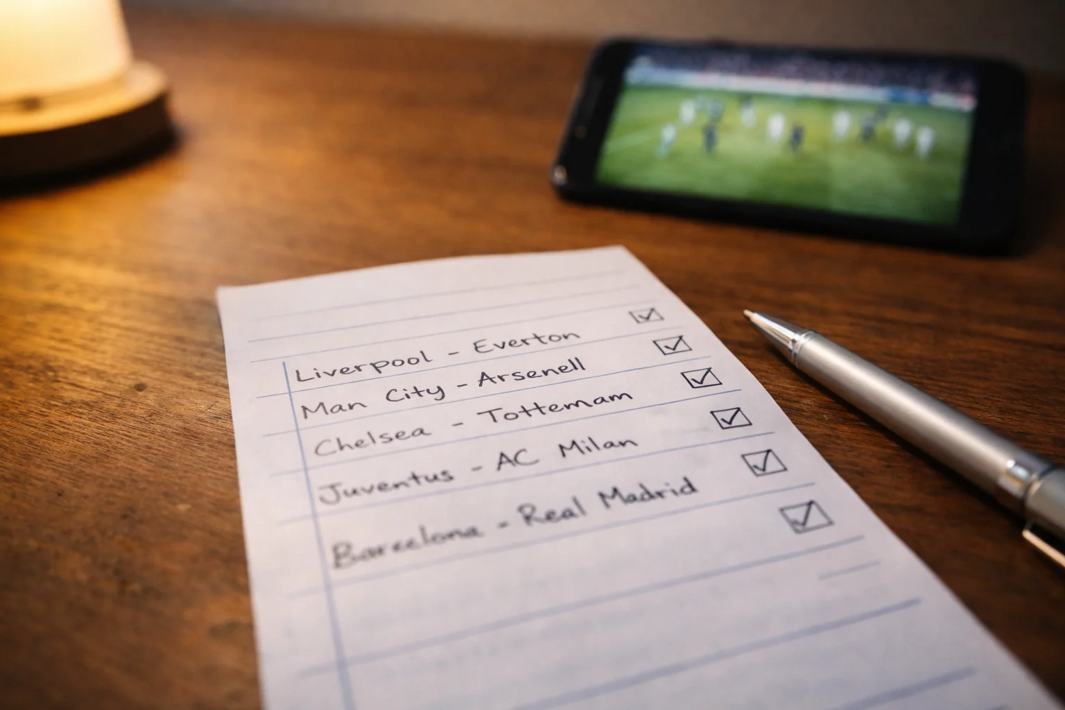 Meerdere voetbalwedstrijden gecombineerd op wedformulier voor accumulator