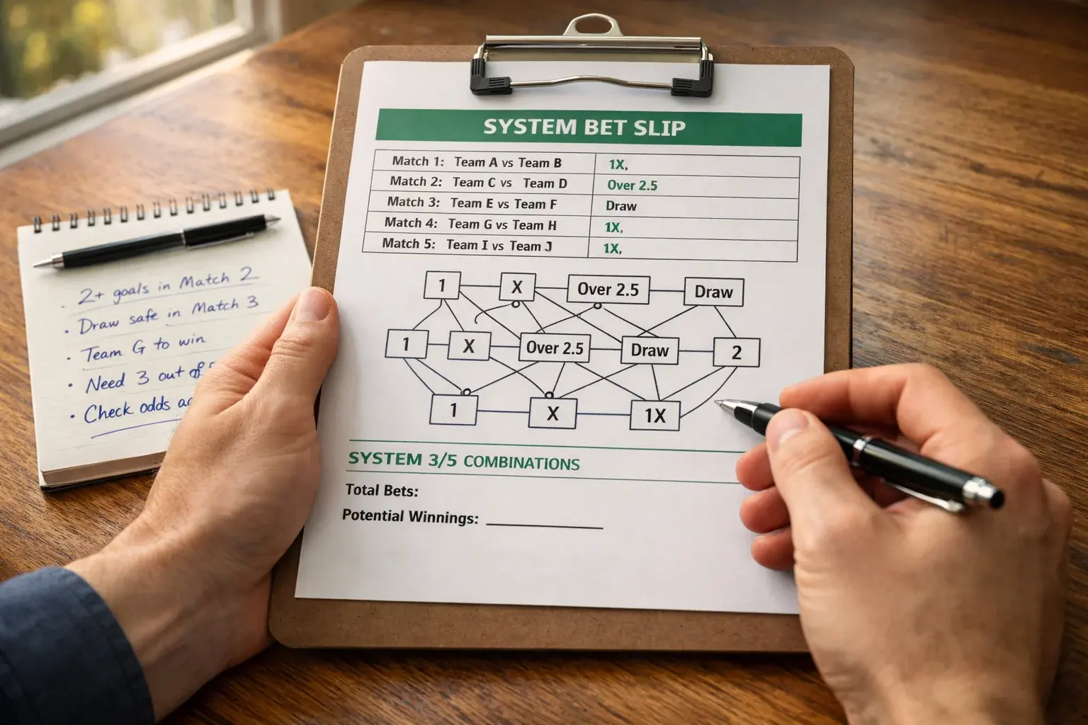 Wedformulier met meerdere voetbalselecties voor systeemweddenschap