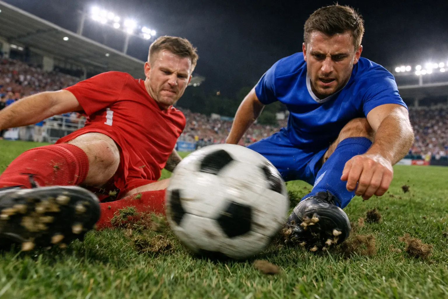 Voetballers in actie op het veld tijdens een spannende live wedstrijd
