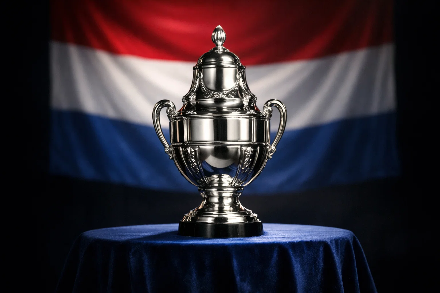 KNVB Beker trofee gepresenteerd op Nederlandse vlag