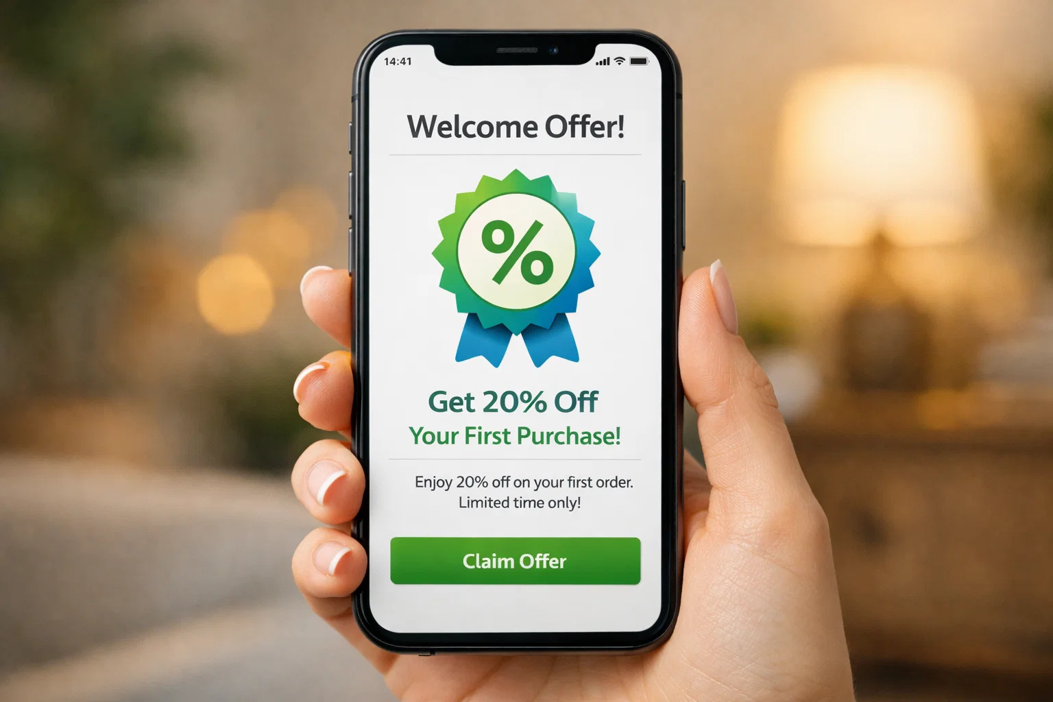 Welkomstbonus aanbieding getoond op mobiel scherm